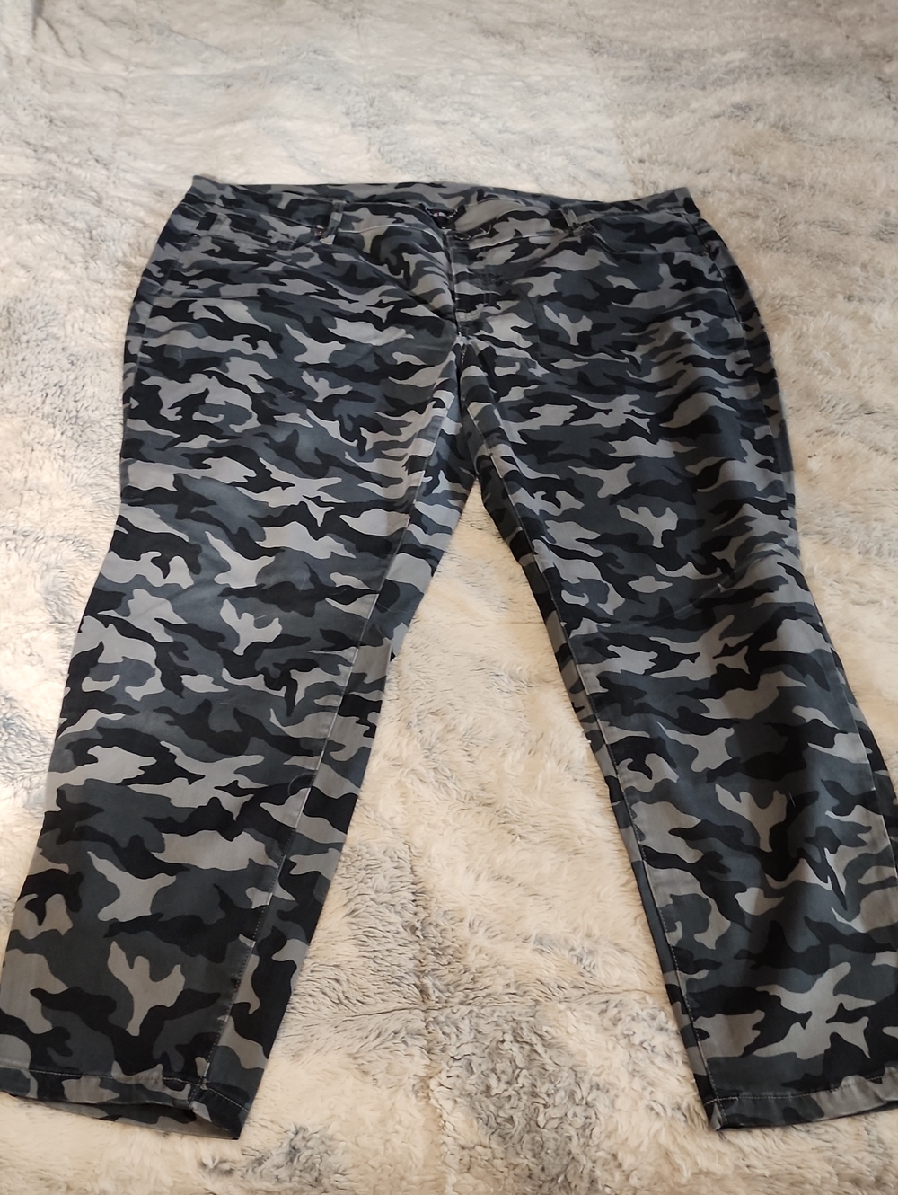 Lane Bryant Gray & Black Camo Straight Leg Jeans